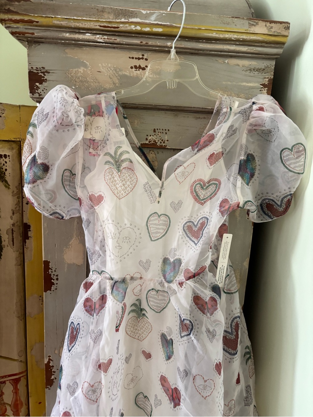 Women Pink Heart & Pineapple Print Party Dress - Picture 7 of 10